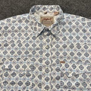 Rafter C Abstract Cowboy Collection Pearl Snap Shirt Mens XLT Big & Tall Stretch